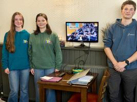 Amelia, Ciara and Alick after having presented an excellent Presentation to their audience.